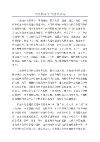 商务信息平台建设分析