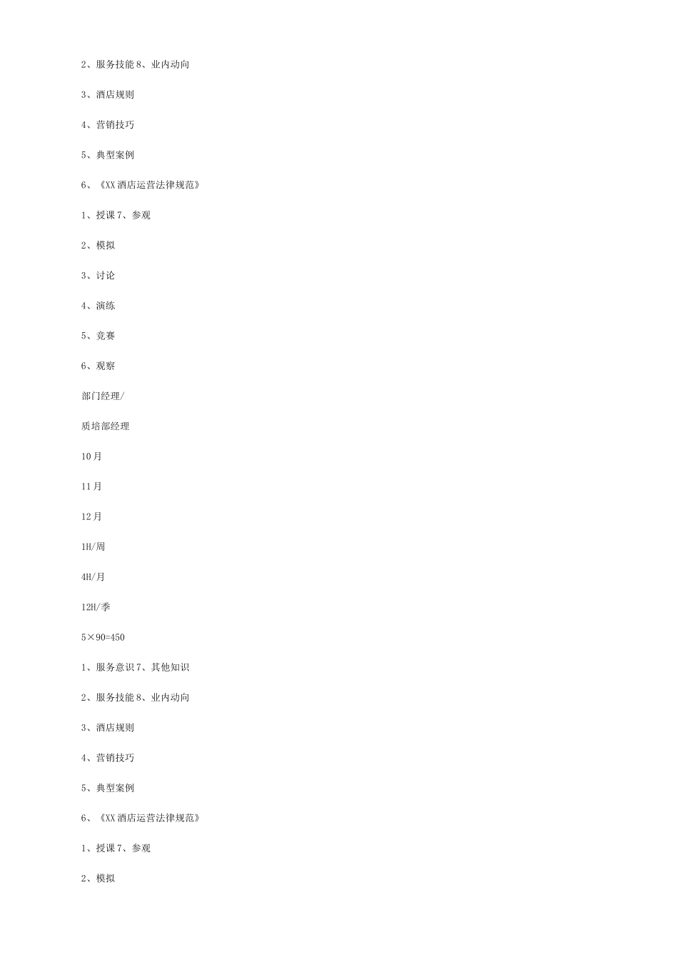 商务酒店部门常规二级培训规划-_第3页