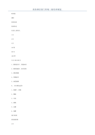 商务酒店部门常规二级培训规划-