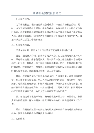 商城社会实践报告范文