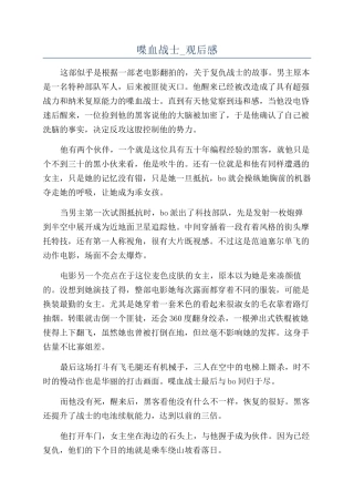 喋血战士-观后感
