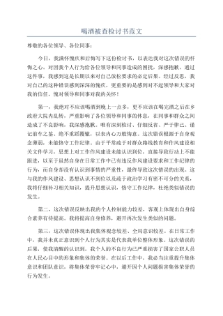 喝酒被查检讨书范文