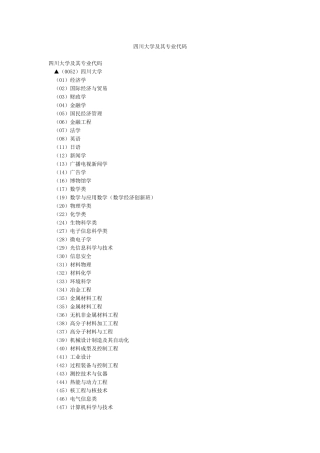 四川大学及其专业代码