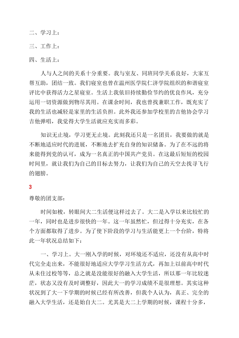 团员年度个人总结自我鉴定范本_第3页