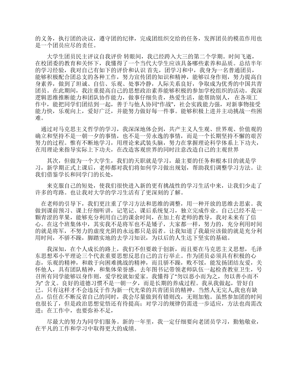 团员教育民主评议自我评价_第2页