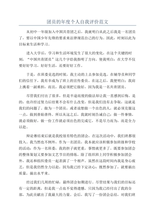 团员的年度个人自我评价范文