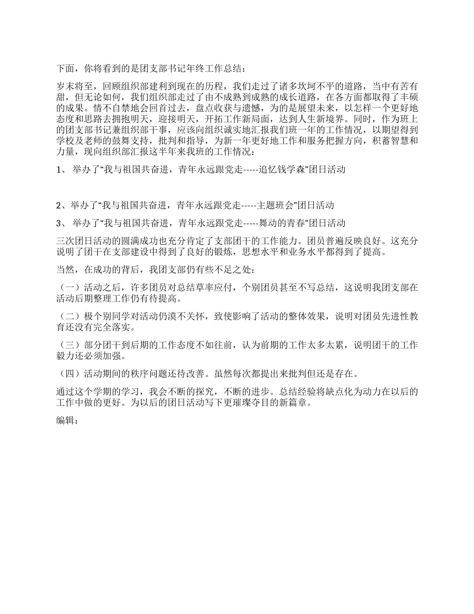 团支部书记年终工作总结_第1页