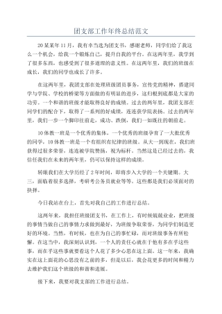 团支部工作年终总结范文