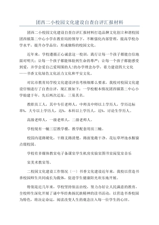 团西二小校园文化建设自查自评汇报材料