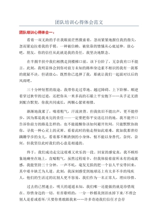 团队培训心得体会范文