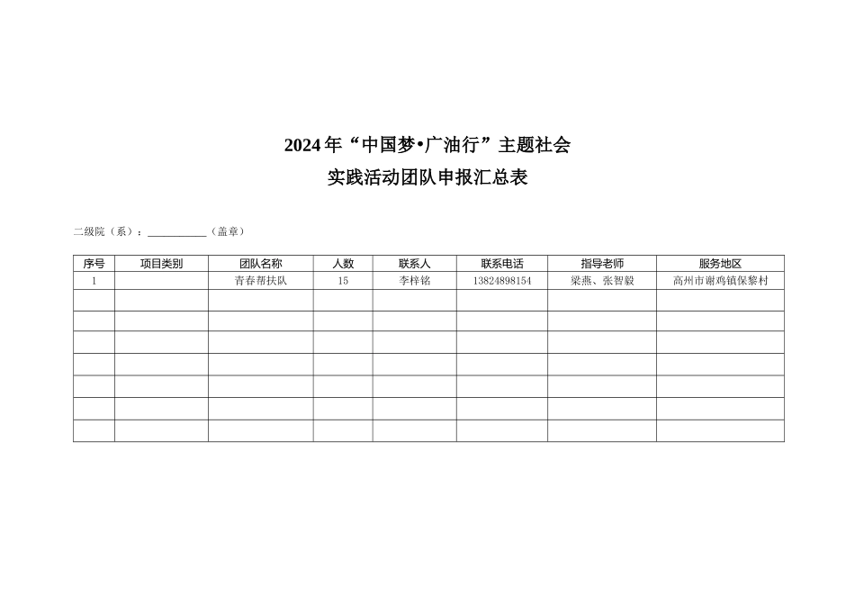 团队申报汇总表_第1页