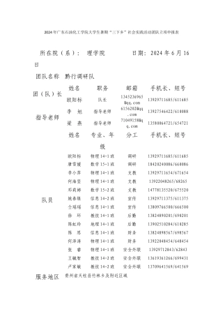 团队立项申报表