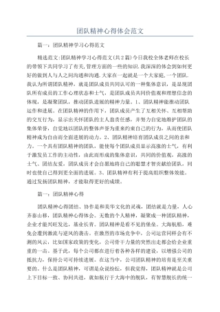 团队精神心得体会范文