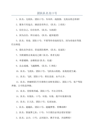 团队队名及口号