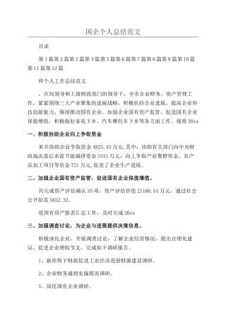 国企个人总结范文