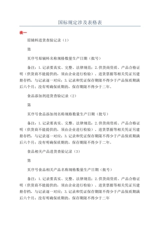 国标规定涉及表格表