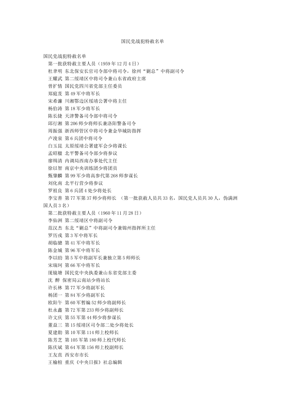 国民党战犯特赦名单_第1页