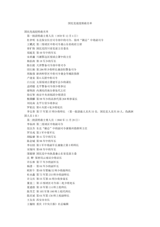 国民党战犯特赦名单