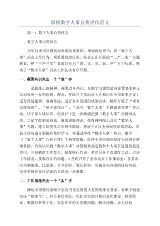 国税数字人事自我评价范文