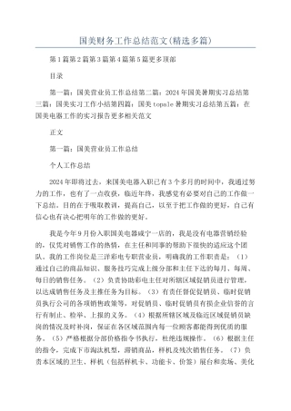 国美财务工作总结范文