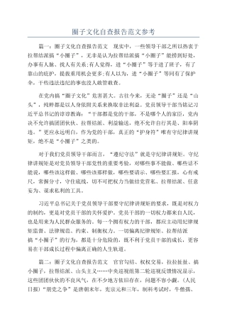 圈子文化自查报告范文参考
