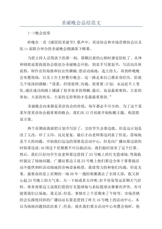 圣诞晚会总结范文