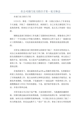 在公司部门实习的日子里--实习体会