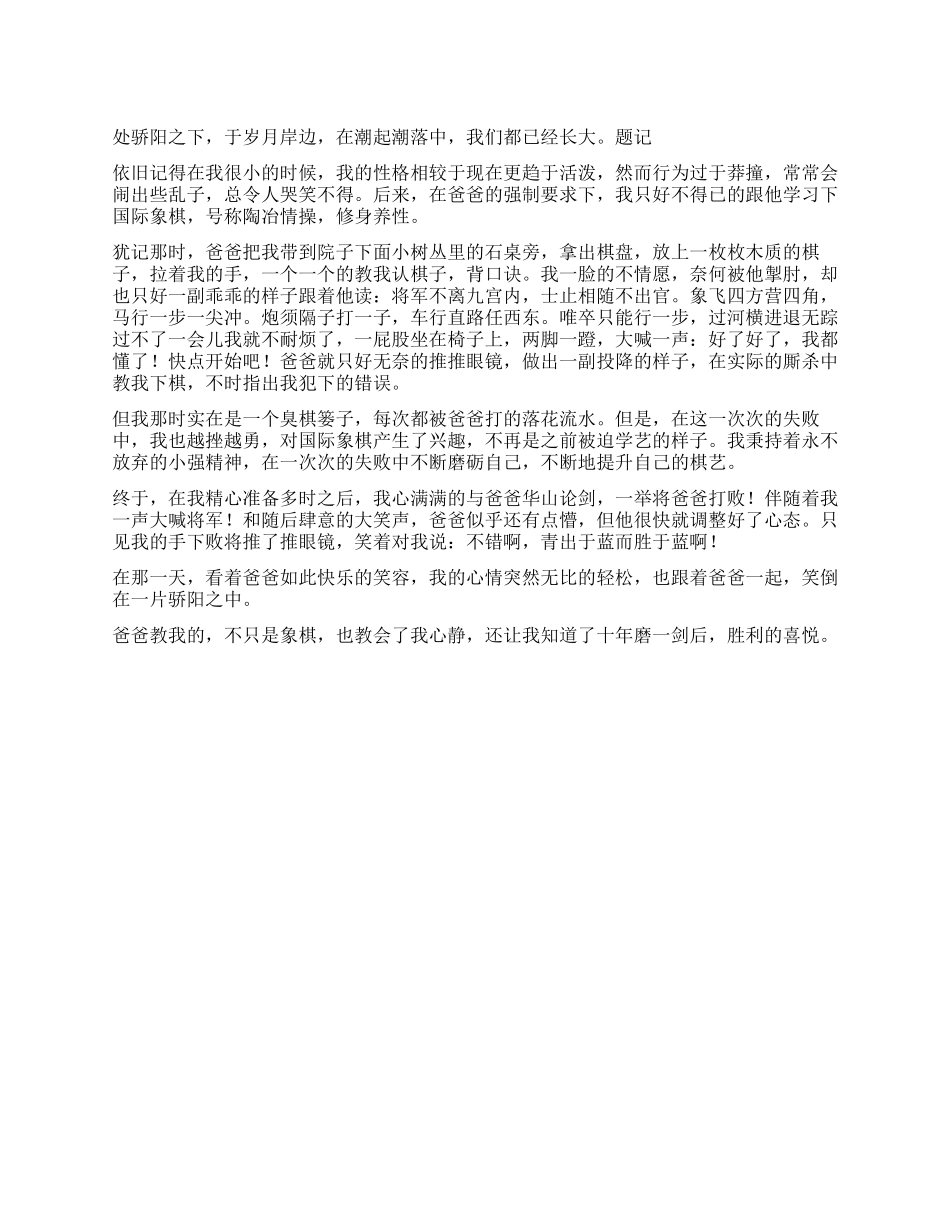 在岁月的堤岸慢慢走作文800字_第1页