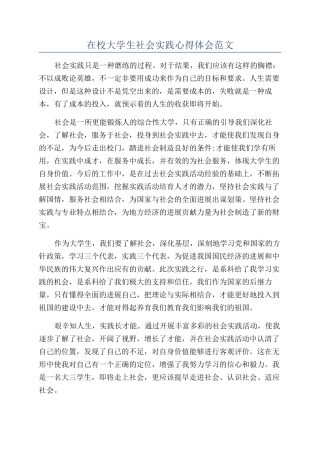 在校大学生社会实践心得体会范文