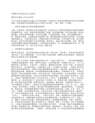 在维护社会稳定会议上的讲话