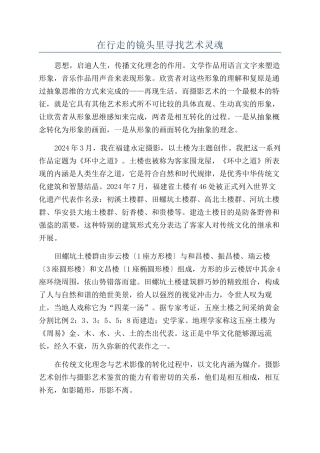 在行走的镜头里寻找艺术灵魂