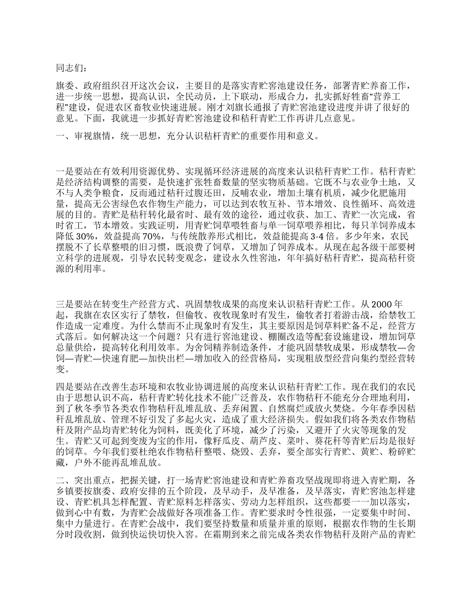 在青贮动员会议上的讲话_第1页