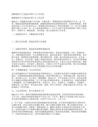 地勘集团子公司副总经理个人工作总结