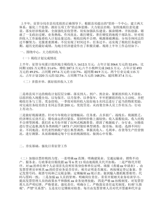 地税征管分局上半年工作总结