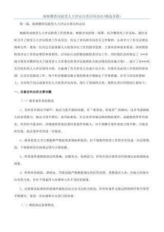 地税稽查局接受人大评议自查自纠总结