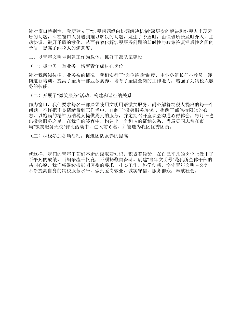 地税第一税务所争创青年文明号汇报材_第3页