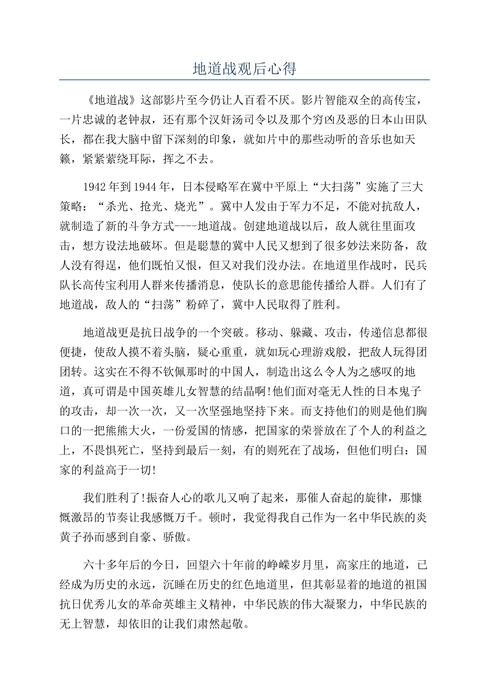 地道战观后心得_第1页