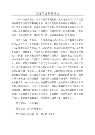 坚守信念获取成功