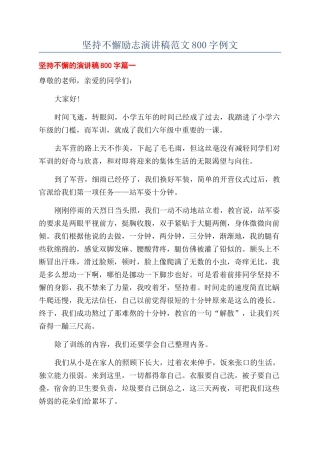 坚持不懈励志演讲稿范文800字例文