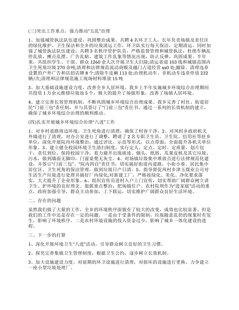 城乡环境综合治理目标完成情况工作报告_第3页
