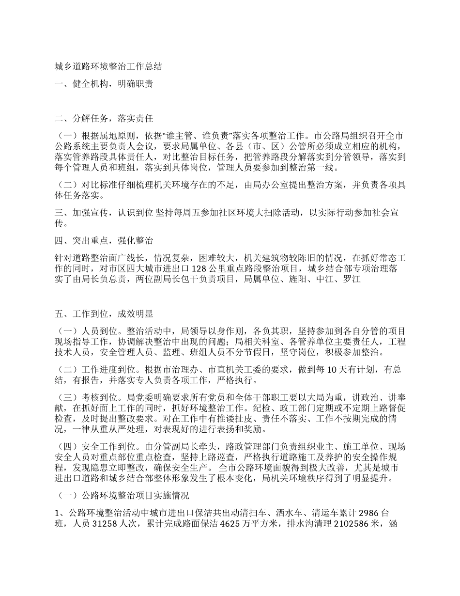 城乡道路环境整治工作总结_第1页