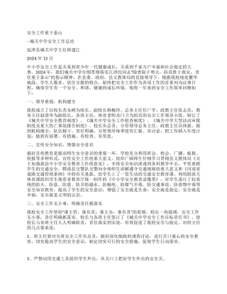 城关中学安全工作总结