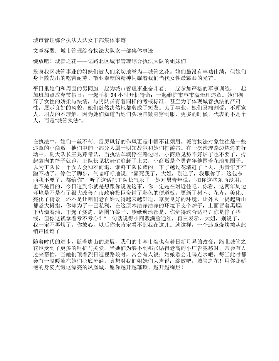 城市管理综合执法大队女干部集体事迹_第1页