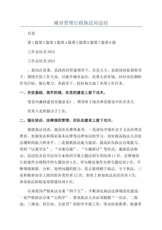 城市管理行政执法局总结