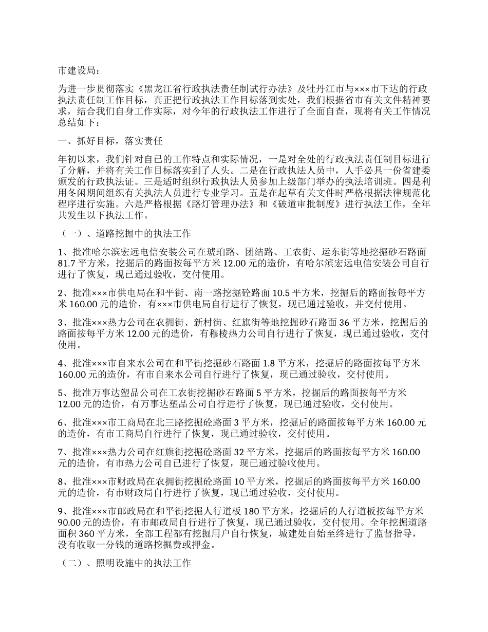 城建处关于行政执法情况的工作总结_第1页