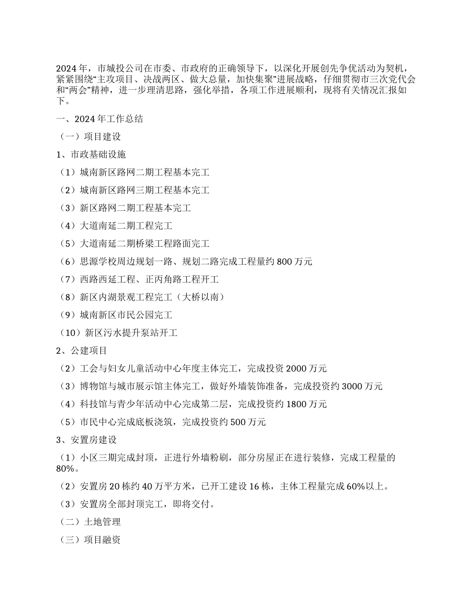 城投公司全年工作报告_第1页