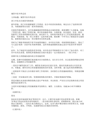 城管中队年终总结