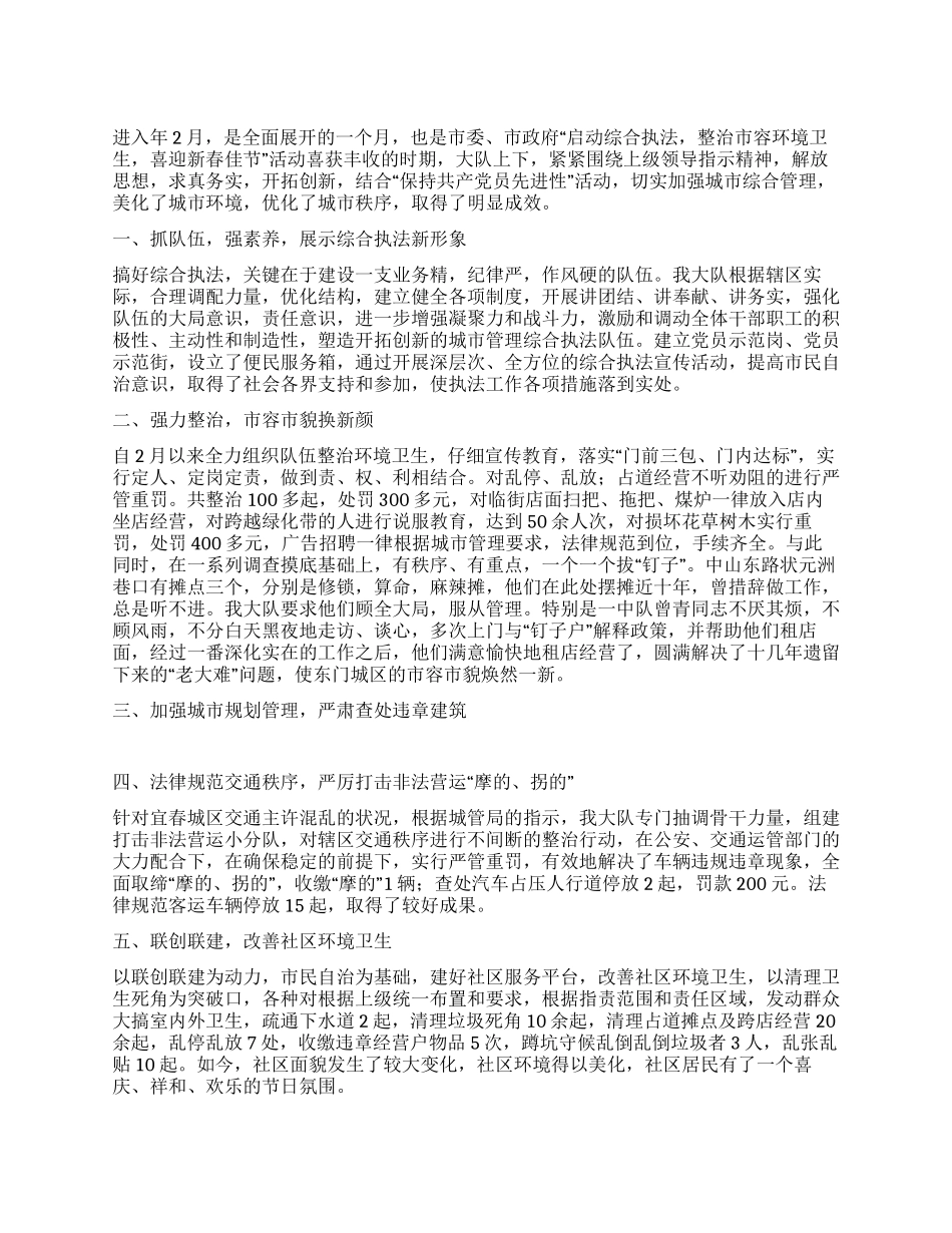 城管大队2月份工作小结_第1页
