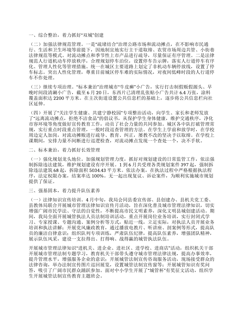 城管局上半年进展情况汇报_第1页
