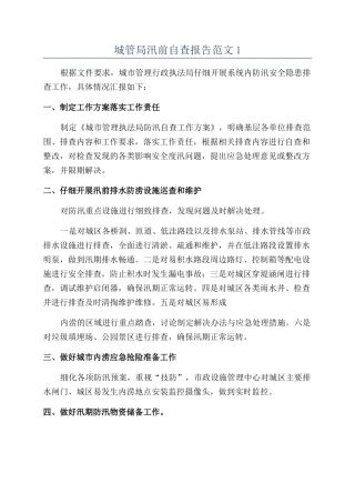 城管局汛前自查报告范文1